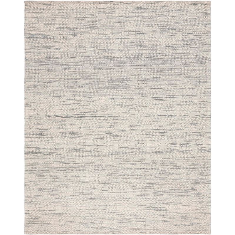 Elegant Geometric Gray Wool 8' x 10' Handwoven Area Rug