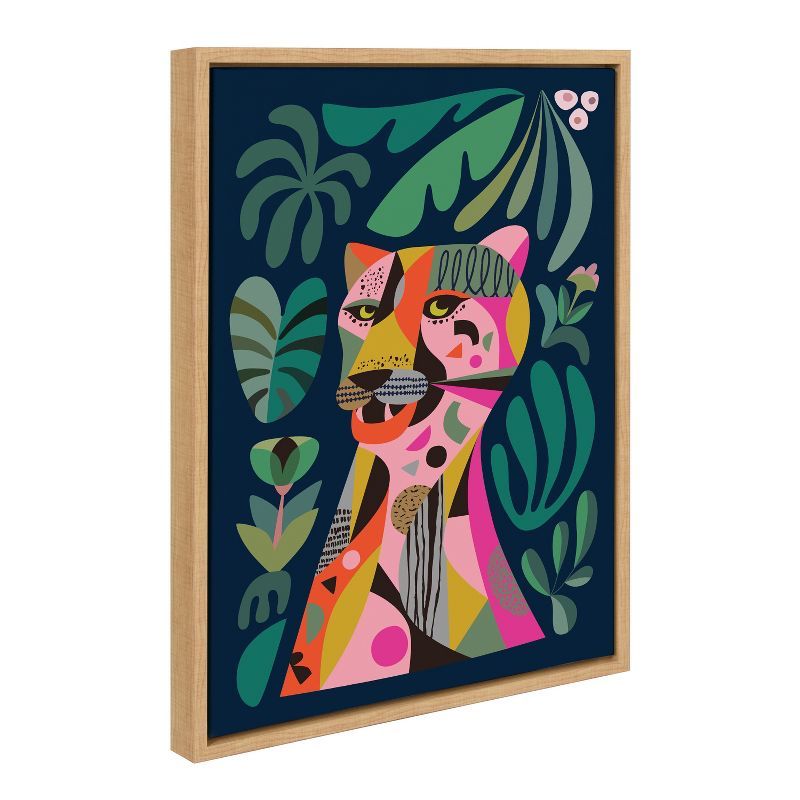 Colorful Mid-Century Modern Leopard Canvas Wall Art, 18x24