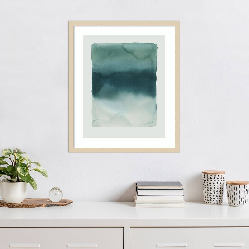 Tide Dye II Abstract Expressionism Framed Wall Art in Natural Wood