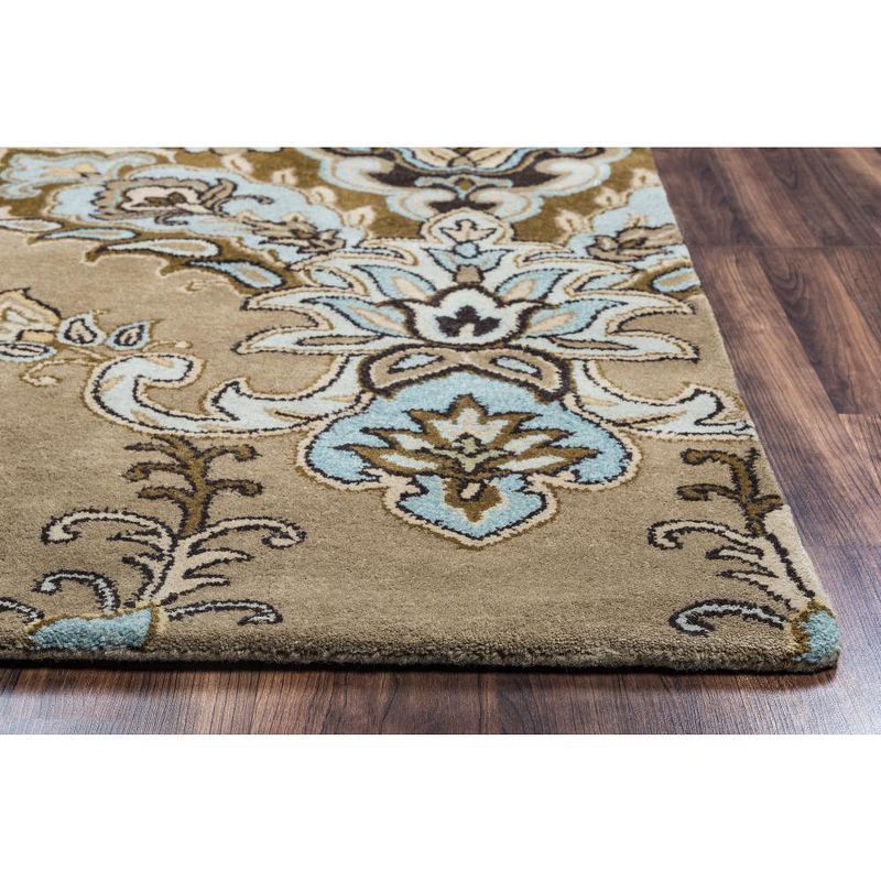 Sareena 8' x 10' Blue and Brown Hand-Tufted Wool Rug