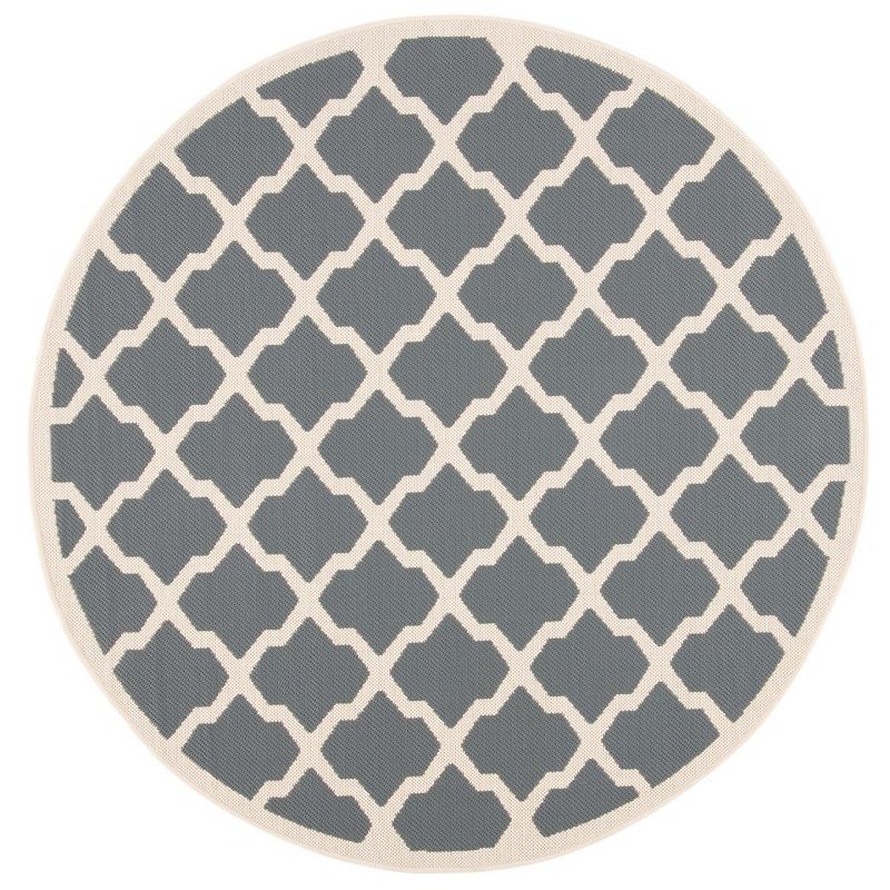 Contemporary Anthracite & Beige 8' Round Indoor/Outdoor Rug