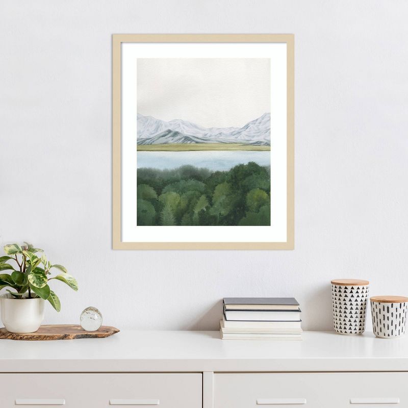 Soft Glacial Lake I Natural Wood Framed Wall Art