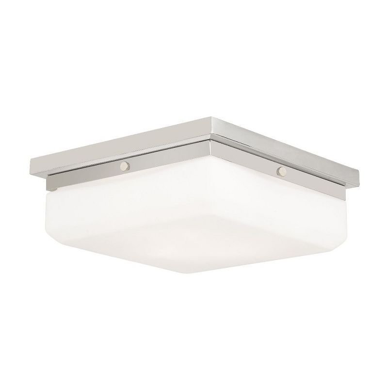 Elegant 3-Light Polished Nickel Flush Mount with Satin Opal White Glass