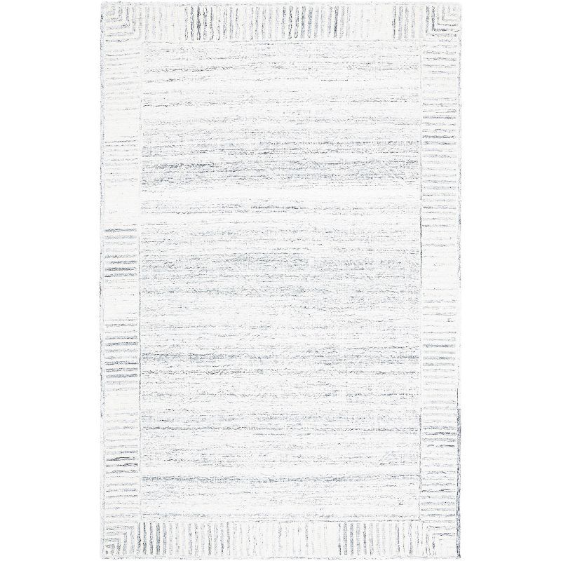 Gray and Ivory Hand-Tufted Wool Area Rug, 5' x 8'