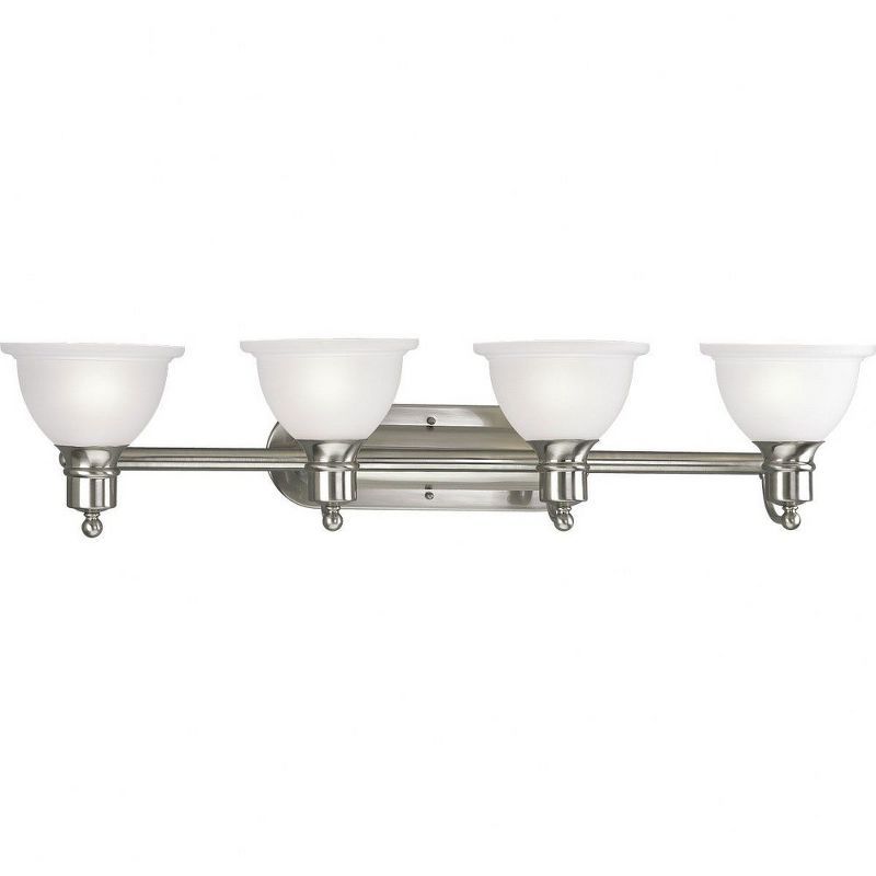 Madison Brushed Nickel 4-Light Wall Bracket with White Etched Glass