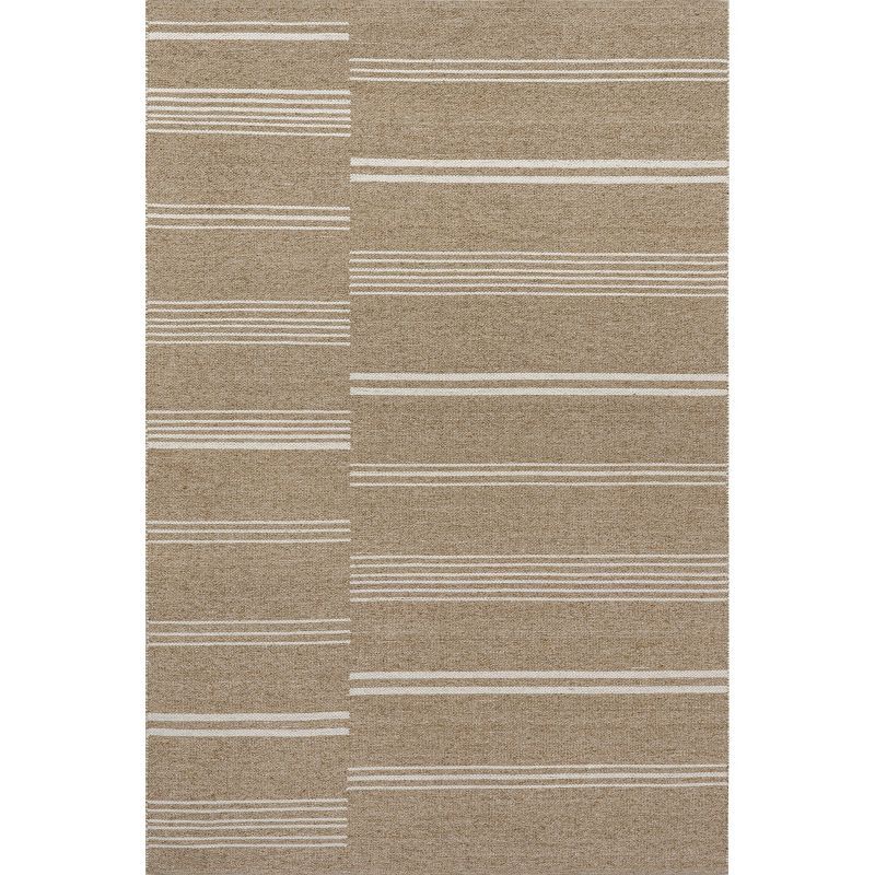 Birchwood Sand Tufted Wool Reversible Striped Area Rug, 8' x 10'