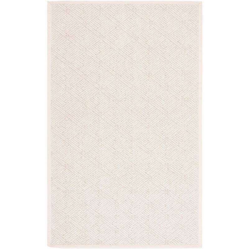 Ivory Geometric Flat Woven Wool 9' x 12' Area Rug