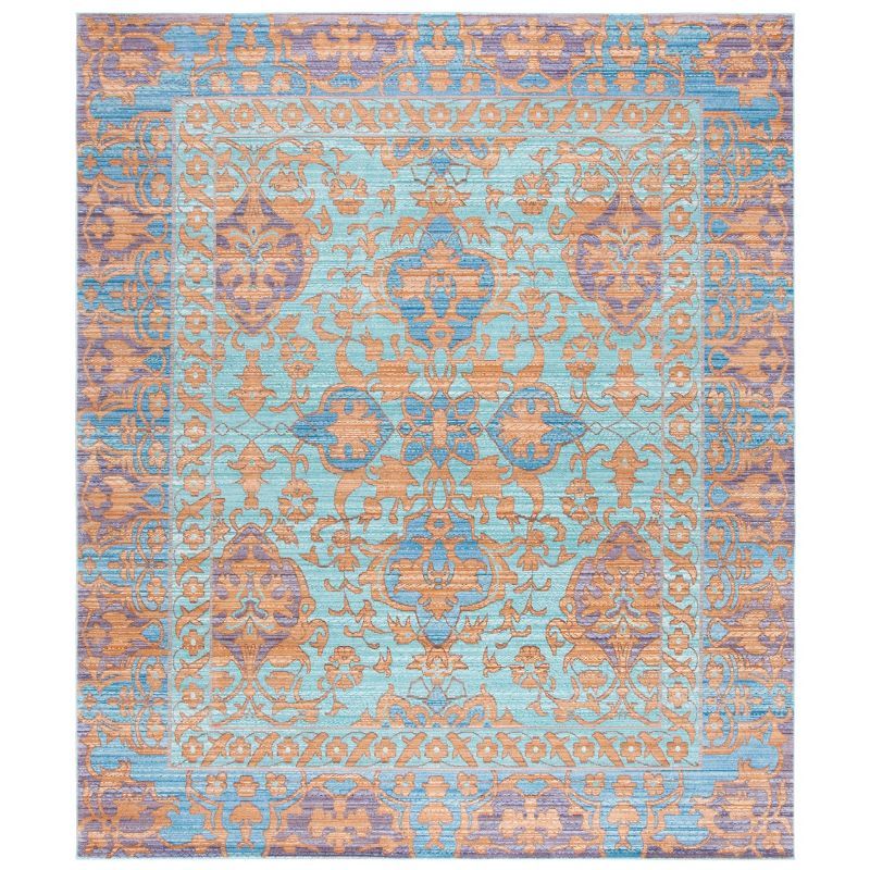 Hand-Knotted Blue and Gold Synthetic 8' x 10' Area Rug