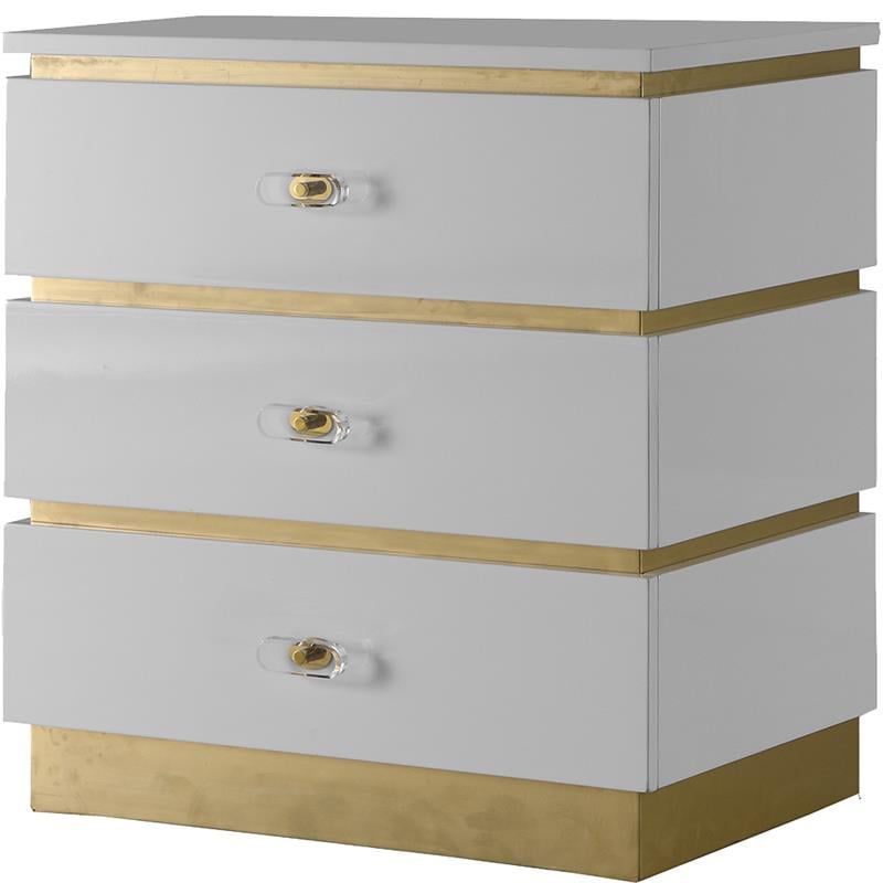 Regal White Lacquer & Gold Trim Accent Table with Storage