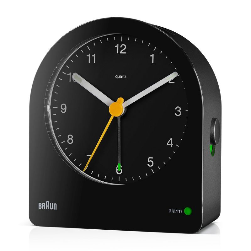 Braun Black Classic Analog Alarm Clock with Luminous Hands