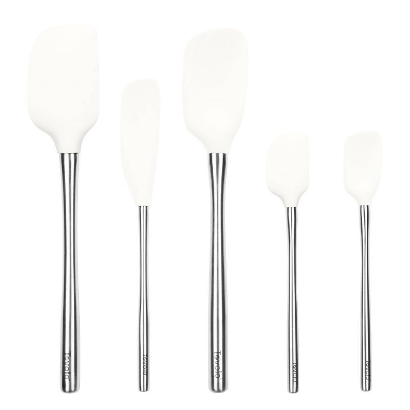 Flex-Core White Silicone and Stainless Steel 5-Piece Spatula Set