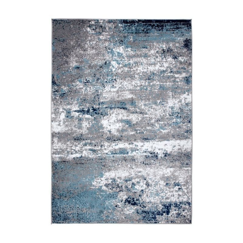 Blue and Gray Abstract Watercolor 6'6" x 9' Area Rug
