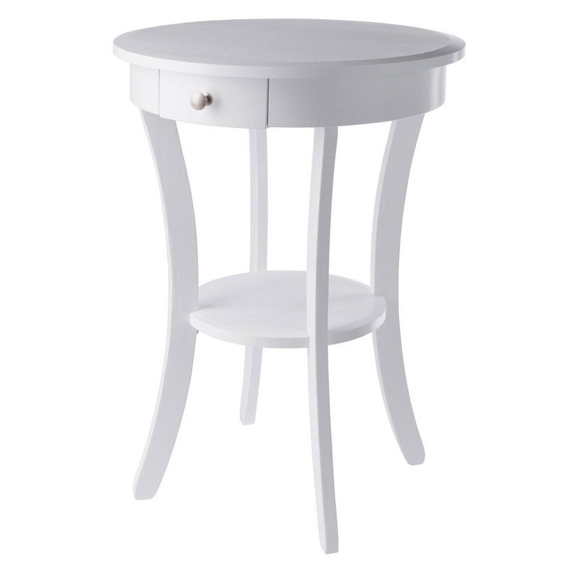 Elegant Sasha 20" White Wood Round Table with Storage