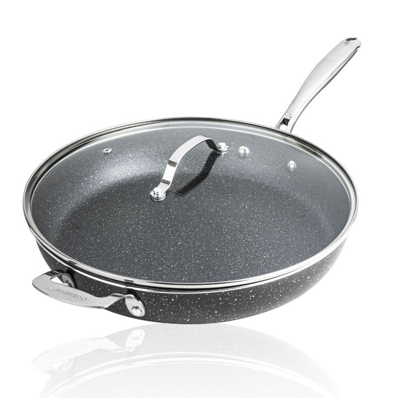 Granitestone 14" Black Nonstick Aluminum Fry Pan with Lid