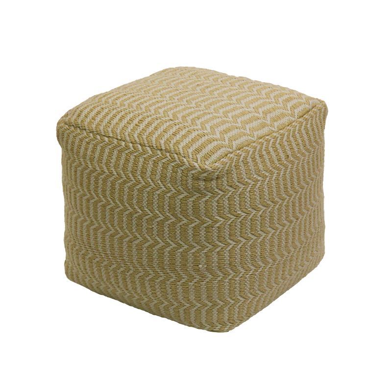 Sustainable Hand-Woven Sand Polyester 20" Pouf Ottoman