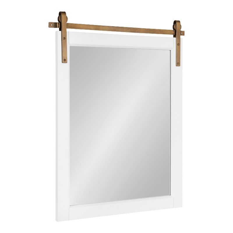 White and Gold Rectangular Wood Framed Wall Mirror