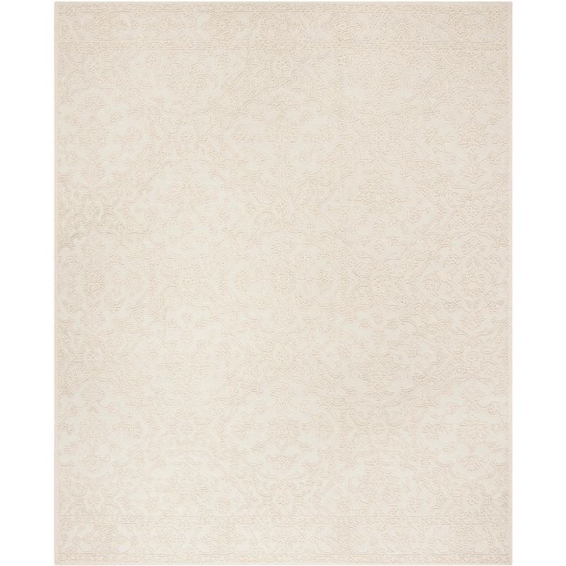 Elegant Ivory Tufted Wool 8' x 10' Handmade Area Rug