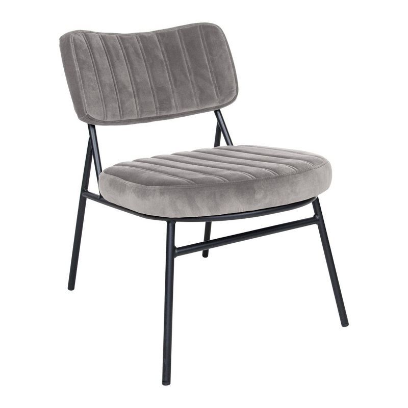 Elegant Fossil Grey Velvet Accent Chair with Metal Frame