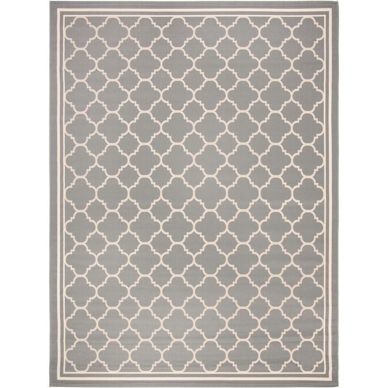 Gray and Beige Rectangular Synthetic Outdoor Area Rug