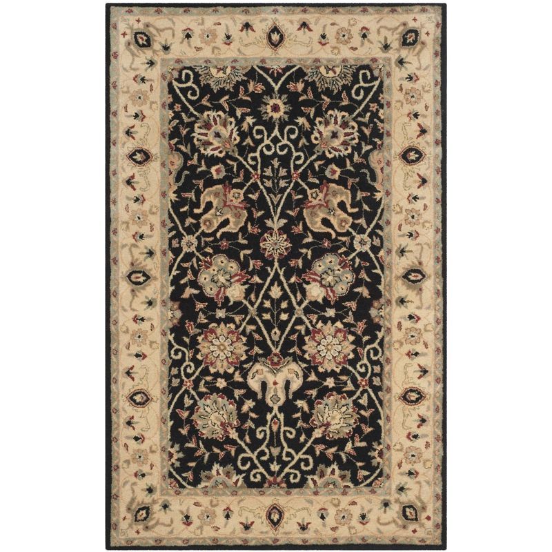 Antiquity Black and Gold Handmade Wool Area Rug 4' x 6'