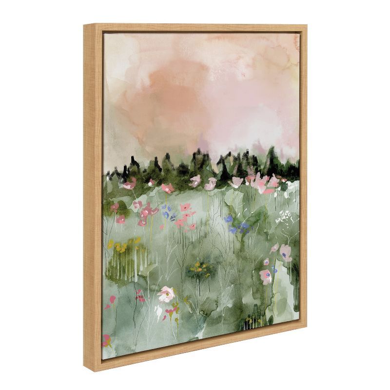 Natural Watercolor Landscape Framed Canvas Art 18" x 24"