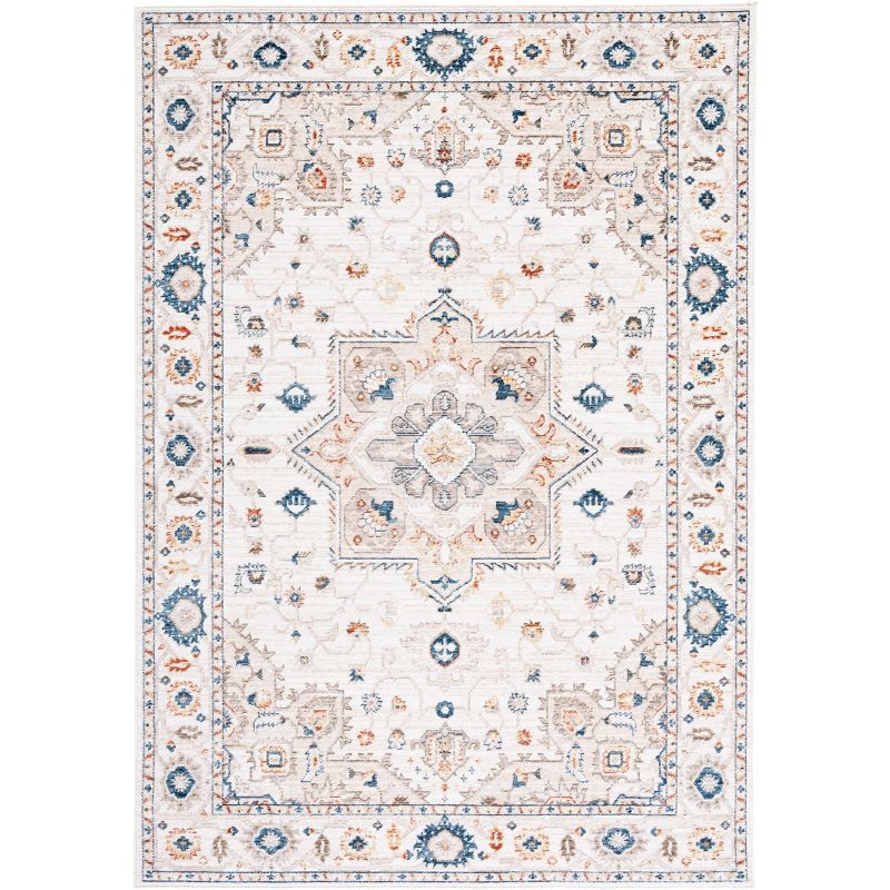 Ivory and Beige Hand-knotted Synthetic Rectangular Area Rug 4' x 6'