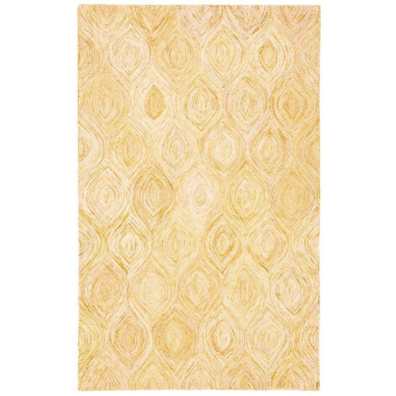 Gold Hand-Tufted Wool Rectangular Area Rug, 5' x 8'