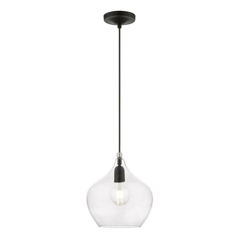 Aldrich Black and Brushed Nickel Glass Pendant Light