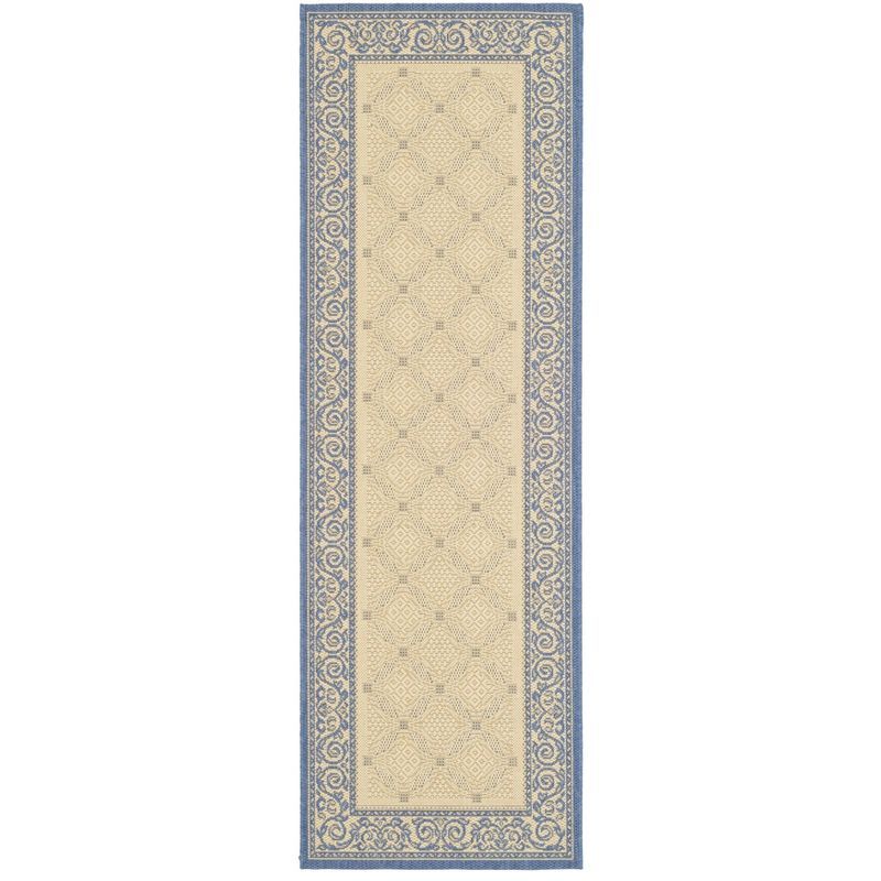 Natural Blue 27" Easy-Care Flat Woven Synthetic Area Rug