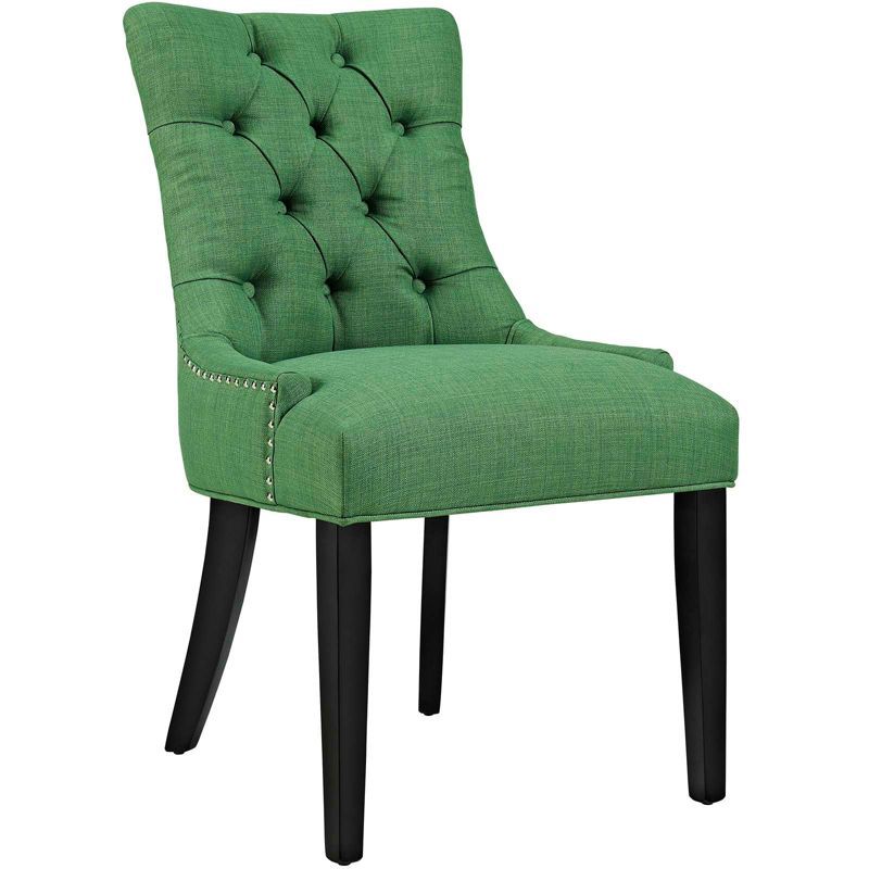 Regent Kelly Green Upholstered Tufted Side Chair with Wood Legs