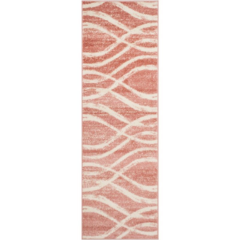 Chic Rose and Cream Reversible Synthetic Area Rug - 2'6" x 10'