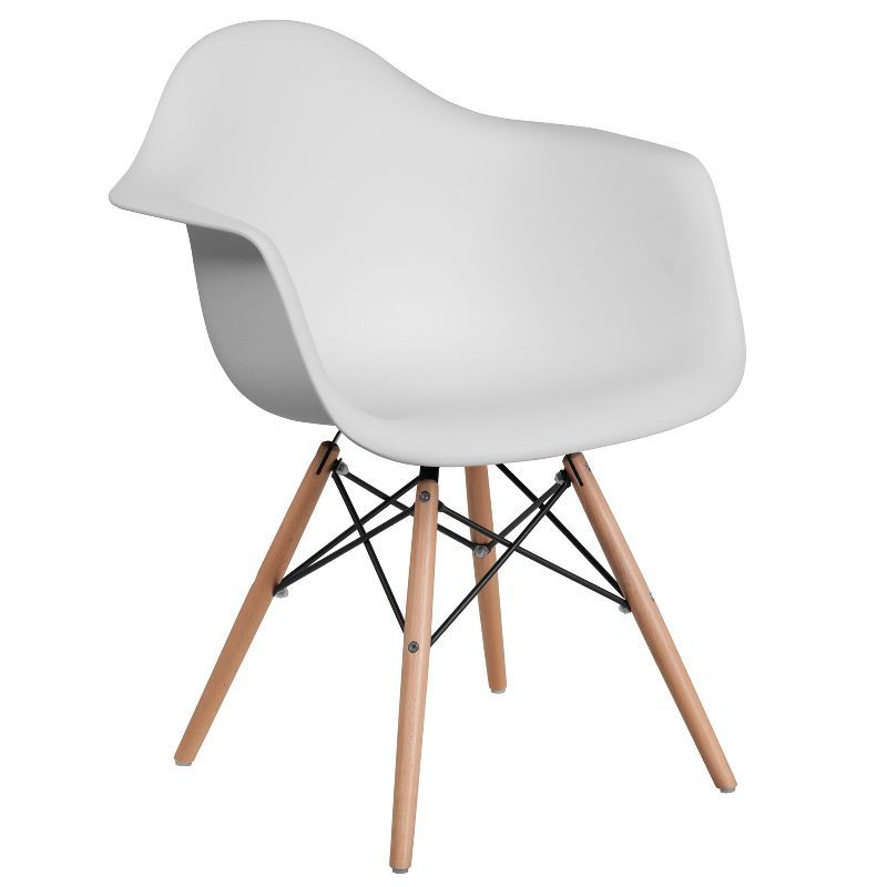 Chic Alonza White Polypropylene Accent Chair with Wooden Legs