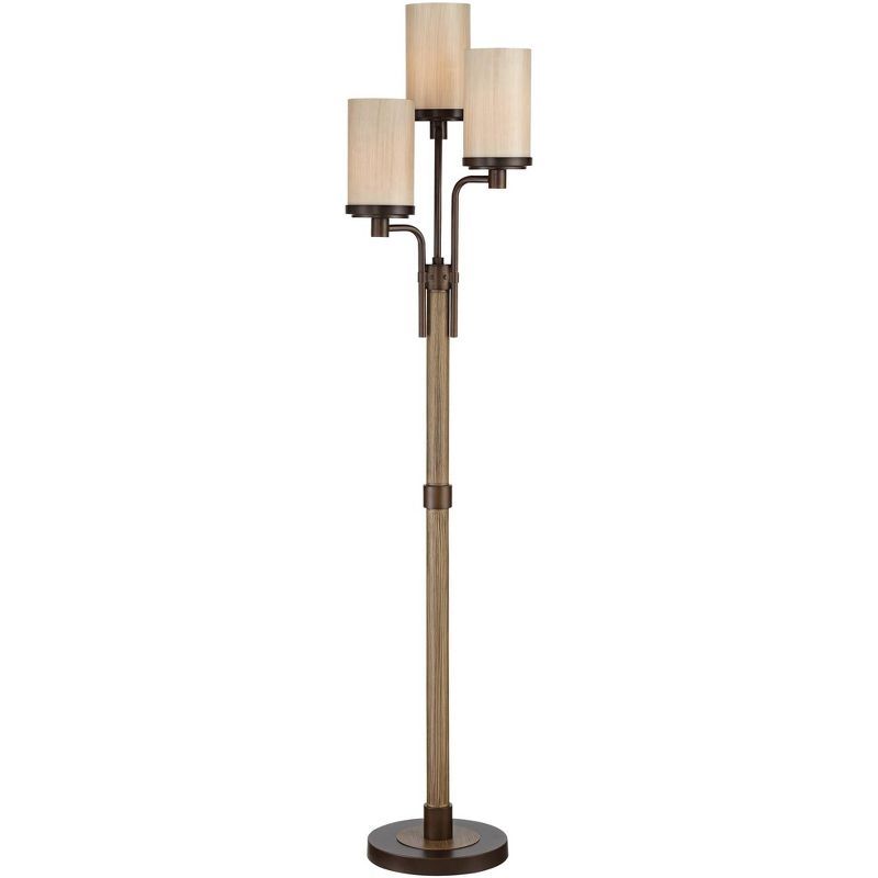 Bronze Faux Wood Multi-Head Torchiere Floor Lamp