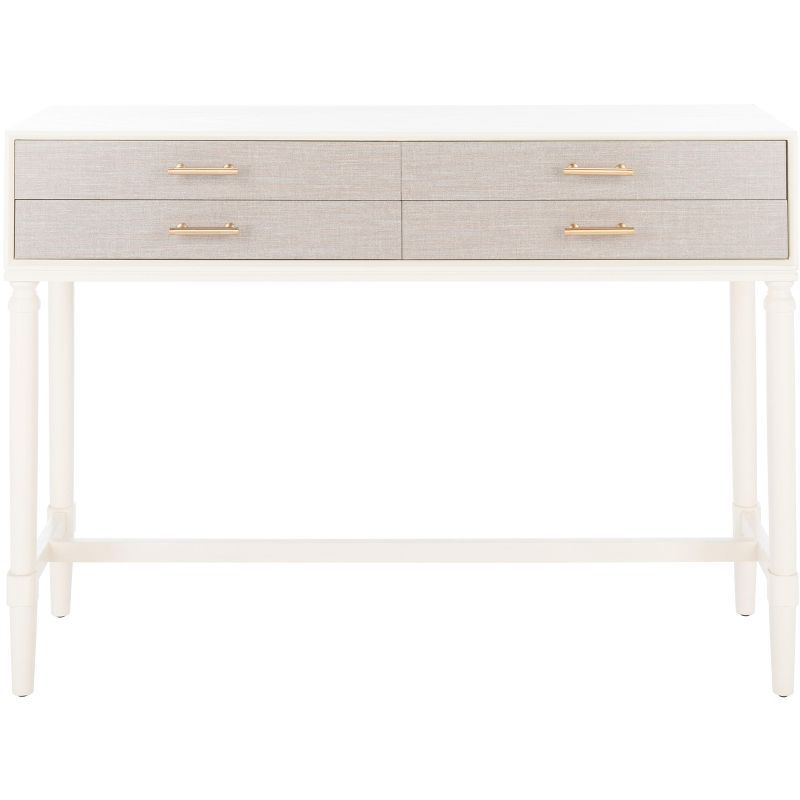 White Wood and Metal Console Table with Storage