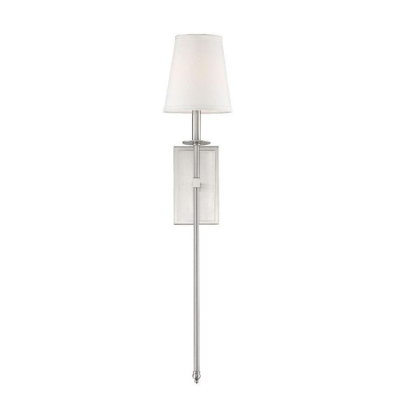 Monroe 33.5" Satin Nickel Outdoor Wall Sconce with White Fabric Shade