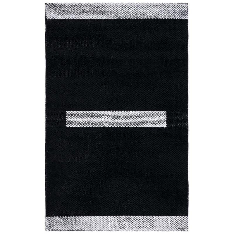 Handmade Black and Ivory Wool Flat Woven 8' x 10' Rug