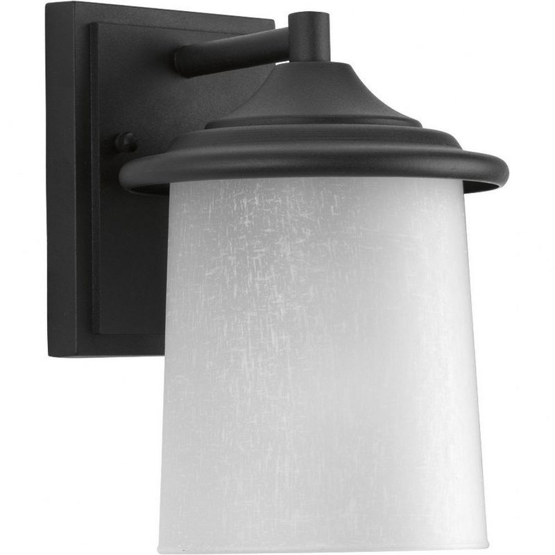 Essential Black and Bronze Outdoor Wall Lantern with Etched Glass