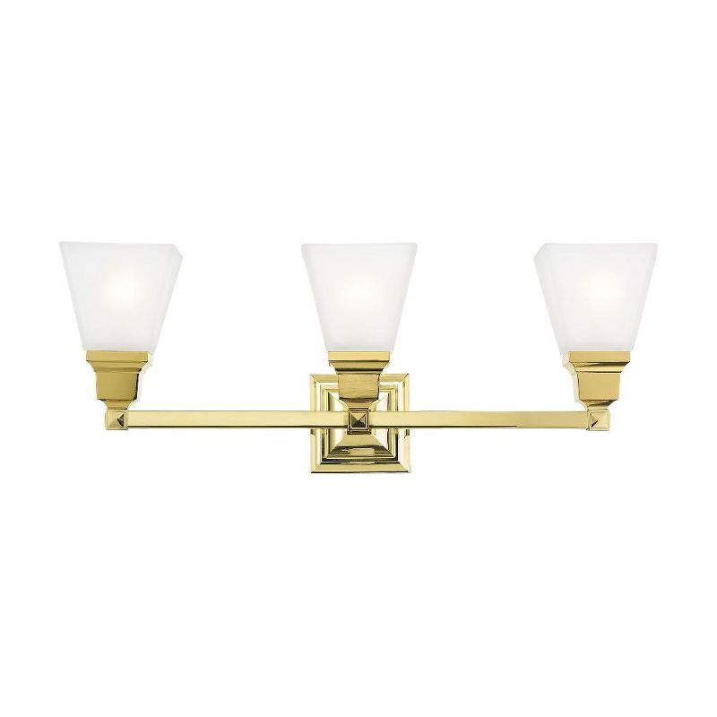 Polished Brass 3-Light Vanity with Etched Opal Glass