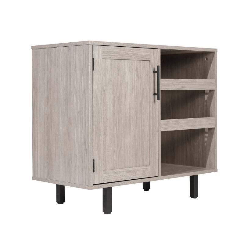 Gray Wood and Metal Bar Sideboard with Adjustable Shelf