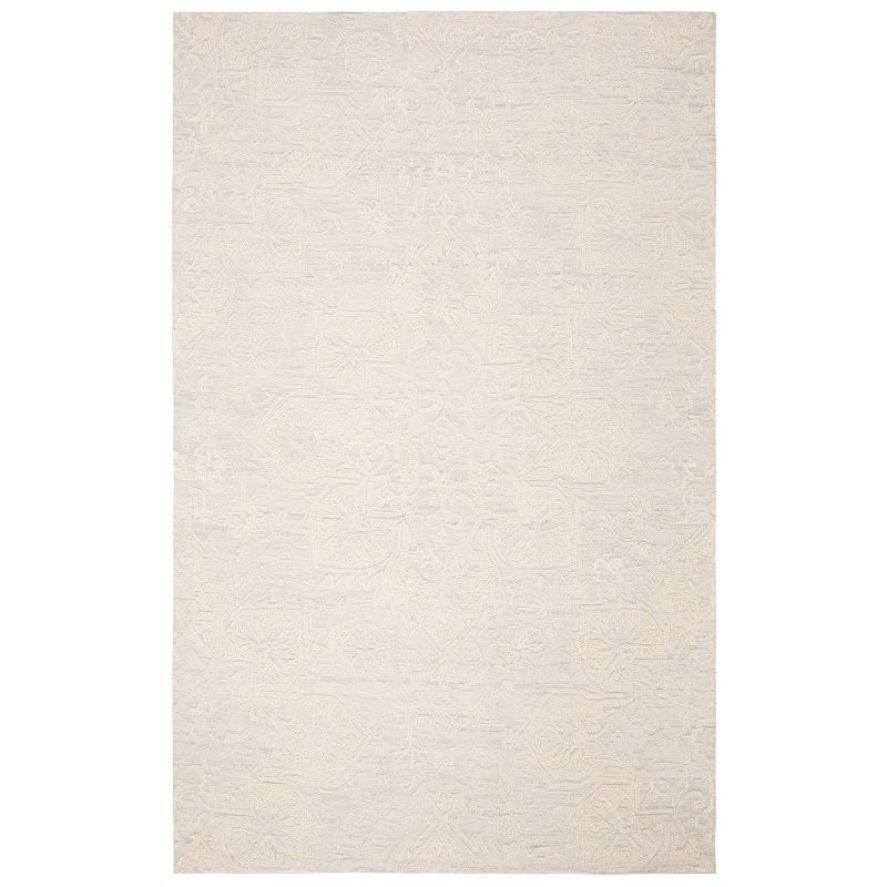 Ivory and Beige 4' x 6' Handmade Wool Abstract Tufted Rug
