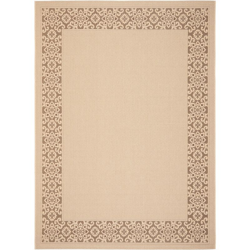 Modern Elegance Cream & Chocolate 8'x11' Easy-Care Outdoor Rug