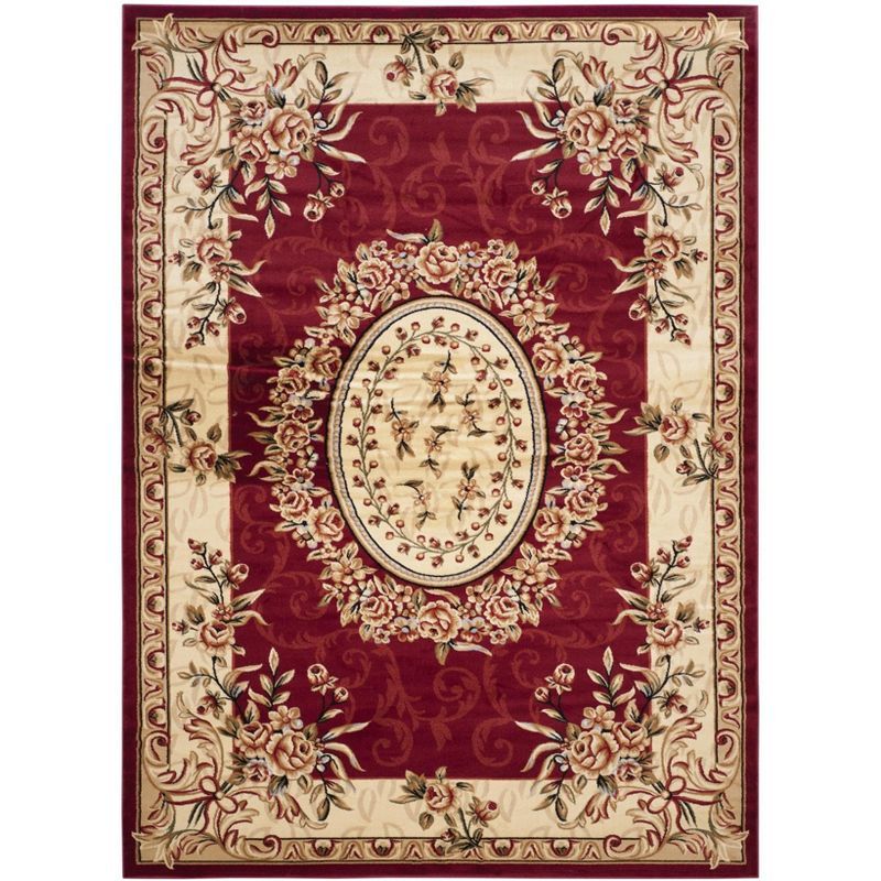Lyndhurst Red and Ivory Floral Synthetic 9' x 12' Area Rug