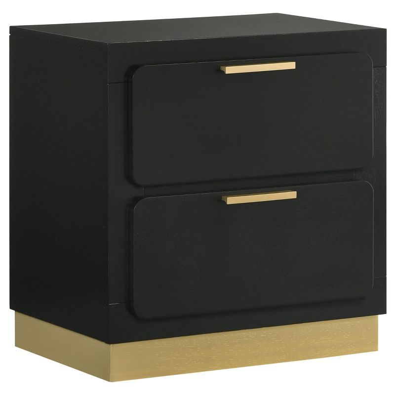 Black and Gold 2-Drawer Modern Nightstand