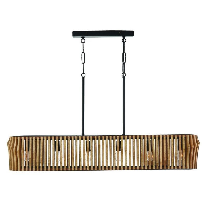 Archer Light Wood and Matte Black 6-Light Island Pendant