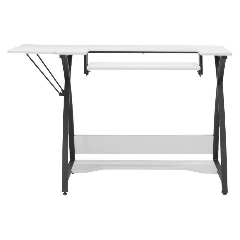 Comet Plus Adjustable Black and White Sewing Table with Storage