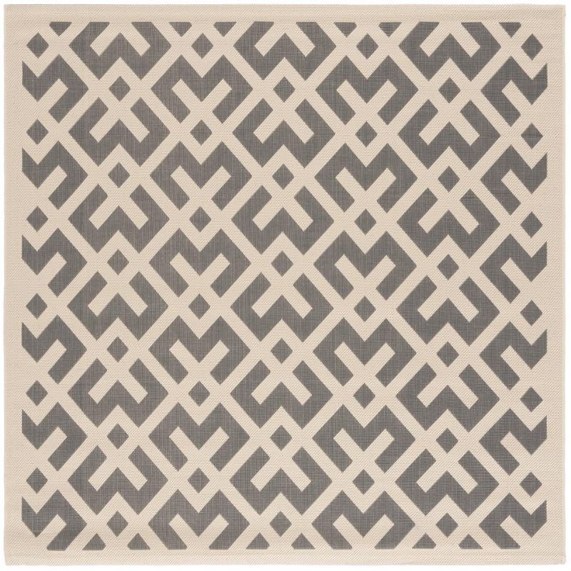 Gray and Bone Geometric Square Indoor/Outdoor Area Rug