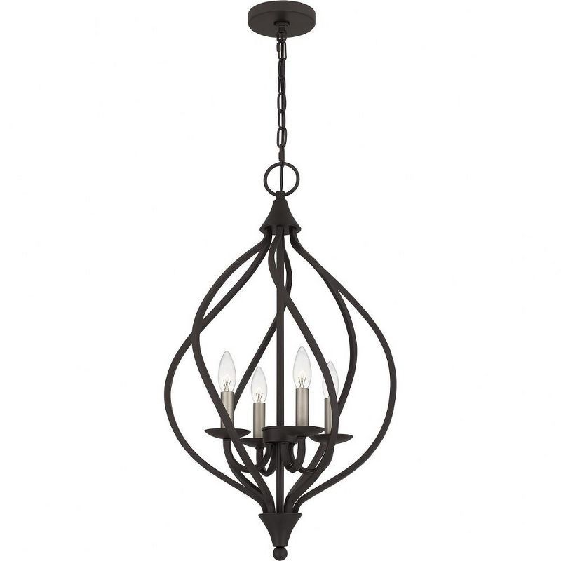 Dupont Old Bronze 4-Light Taper Candle Pendant with Silver Accents