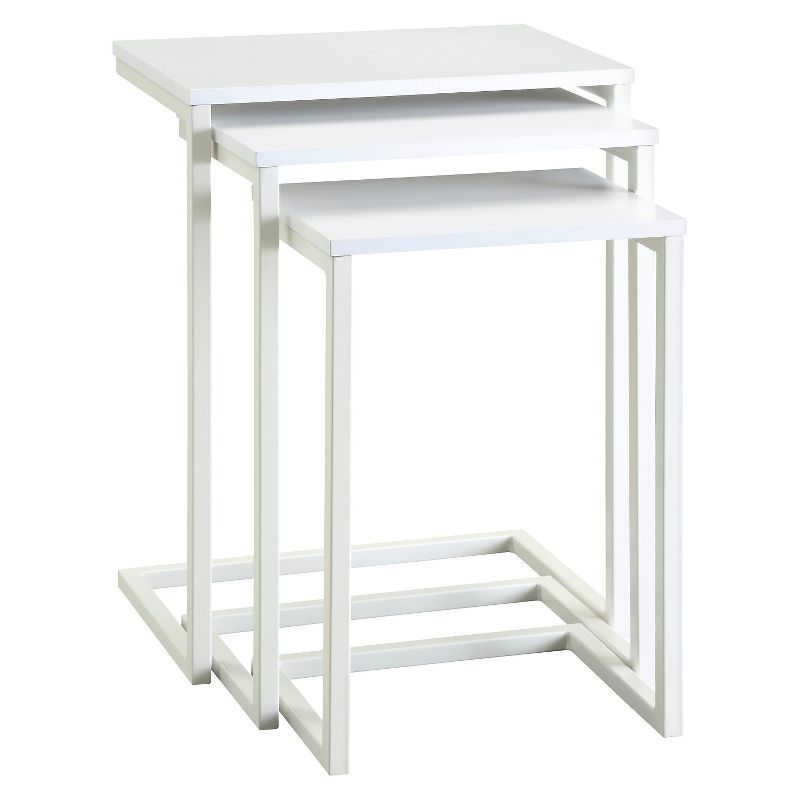 Addison White Wood and Metal Nesting Table Set