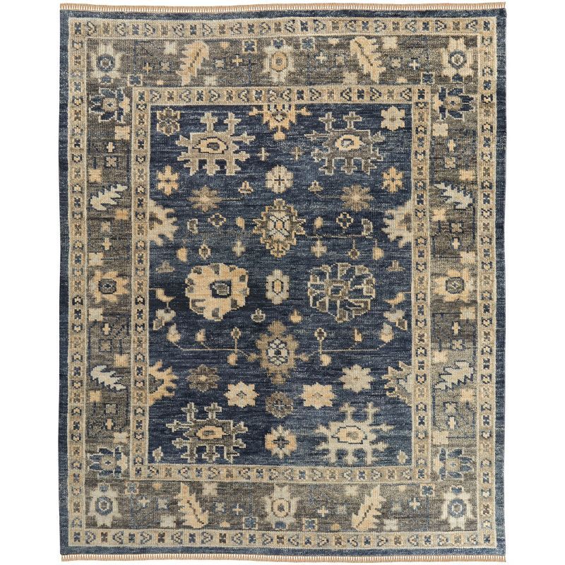 Fillmore Blue Wool Hand-Knotted Floral Area Rug 2' x 3'