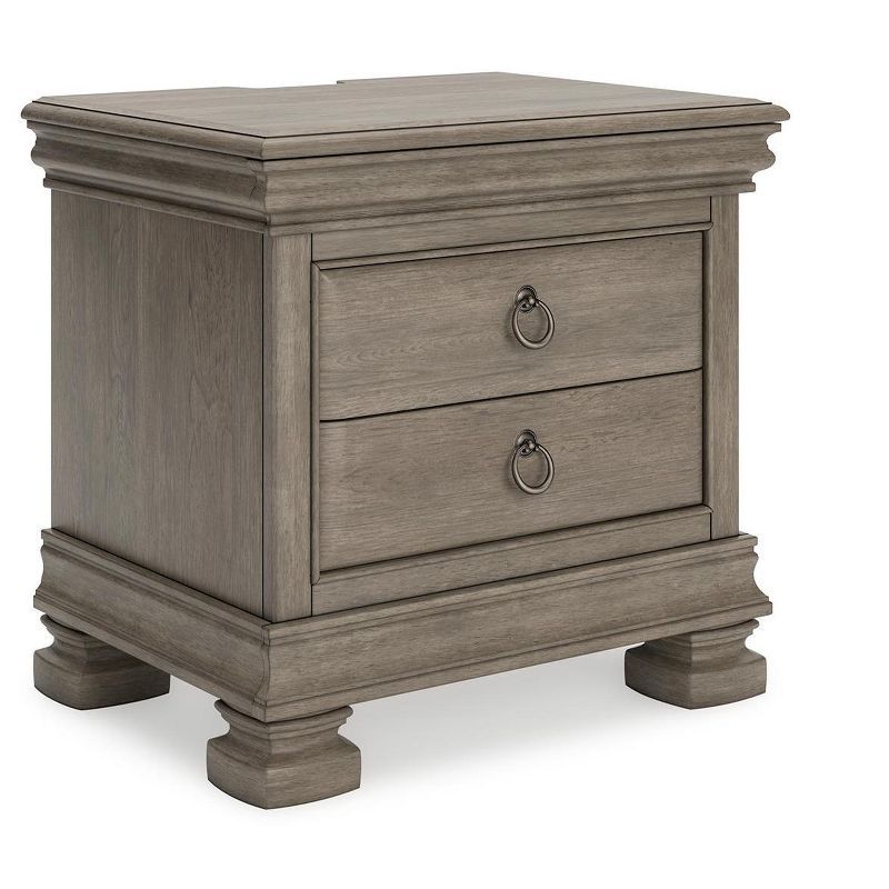 Lexorne Gray Traditional 3-Drawer Nightstand with USB Charging